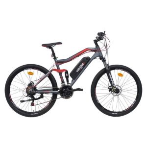 Bicicletta elettrica da montagna VENDA Full Suspension da 27,5" - Autonomia di 60 km - Telaio in alluminio - 21 velocità Shimano - Batteria SAMSUNG
