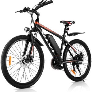 VIVI Bicicletta elettrica da montagna da 26" 250W 36V 10.4Ah ARANCIONE Bicicletta da trasporto con batteria rimovibile 25 MPH 21 velocità E-Bike per adulti