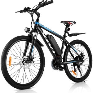 VIVI Bicicletta elettrica da montagna da 26" 250W 36V 10.4Ah BLU, bici da trasporto con batteria rimovibile, 25 MPH, 21 velocità, e-bike per adulti