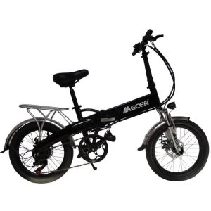 Bicicletta elettrica pieghevole MECER da 20" – Telaio in alluminio – Autonomia 55 km – Cambio Shimano a 7 velocità – Assemblata in Francia – Nera