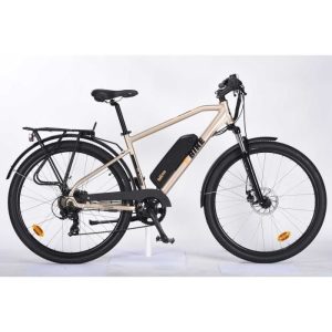 Bicicletta elettrica TVT YATTWI 27,5" - Autonomia 45 km - Cambio Shimano a 7 velocità - Freni a disco - Telaio in alluminio - Uomo - Oro