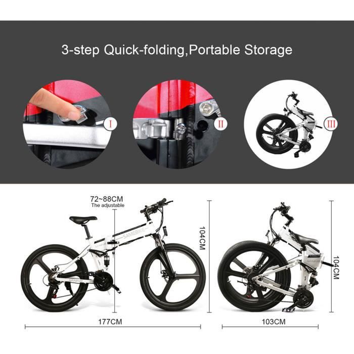 Velo Assistance Electrique-Electric Bike Folding Ebike-Samebike LO26 E-Scooter Adult -350W-35 km/h LCD 110 - 240V Intelligent pl - immagine 3