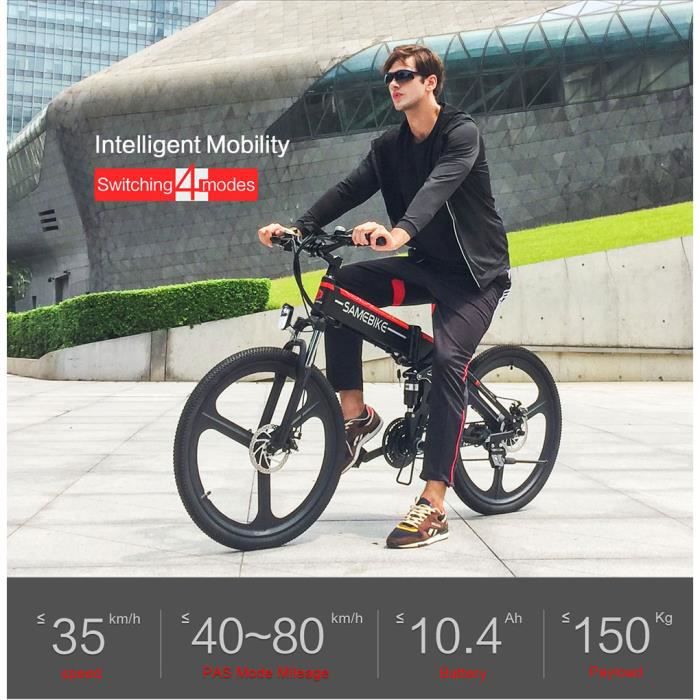 Velo Assistance Electrique-Electric Bike Folding Ebike-Samebike LO26 E-Scooter Adult -350W-35 km/h LCD 110 - 240V Intelligent pl - immagine 4