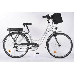 Bicicletta elettrica da donna da 28" – EBALADE – Telaio in alluminio – Autonomia: 65 km – Assemblata in Francia