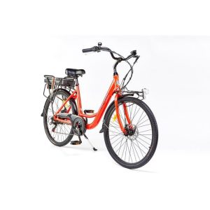 Bicicletta elettrica BiClou Porteur 26 rossa: motore posteriore da 250 W, batteria da 280 Wh - ruote da 26 pollici - autonomia di 40 km - 3 anni di garanzia