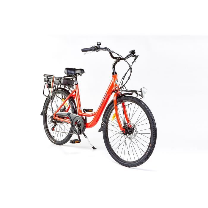 Bicicletta elettrica BiClou Porteur 26 rossa: motore posteriore da 250 W, batteria da 280 Wh - ruote da 26 pollici - autonomia di 40 km - 3 anni di garanzia