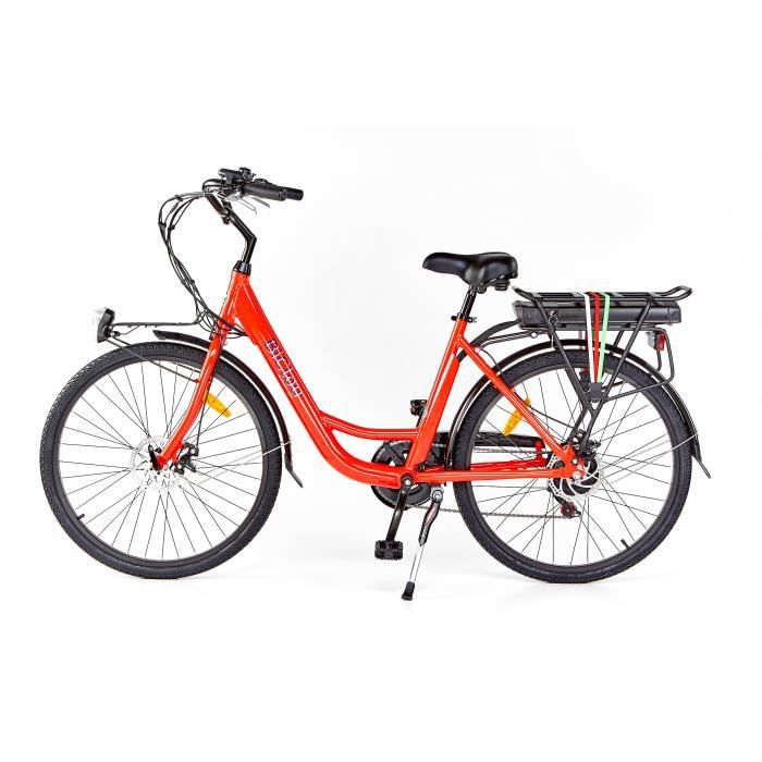 Bicicletta elettrica BiClou Porteur 26 rossa: motore posteriore da 250 W, batteria da 280 Wh - ruote da 26 pollici - autonomia di 40 km - 3 anni di garanzia - immagine 3