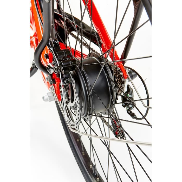 Bicicletta elettrica BiClou Porteur 26 rossa: motore posteriore da 250 W, batteria da 280 Wh - ruote da 26 pollici - autonomia di 40 km - 3 anni di garanzia - immagine 4