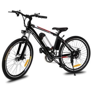 Bicicletta elettrica da montagna da 26" con cerchi in lega di alluminio - Mountain bike da uomo, 21 velocità, spina europea - Nera