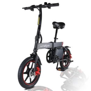 Bicicletta elettrica pieghevole Windgoo da 14" per adulti, velocità fino a 25 km/h - B20 nera